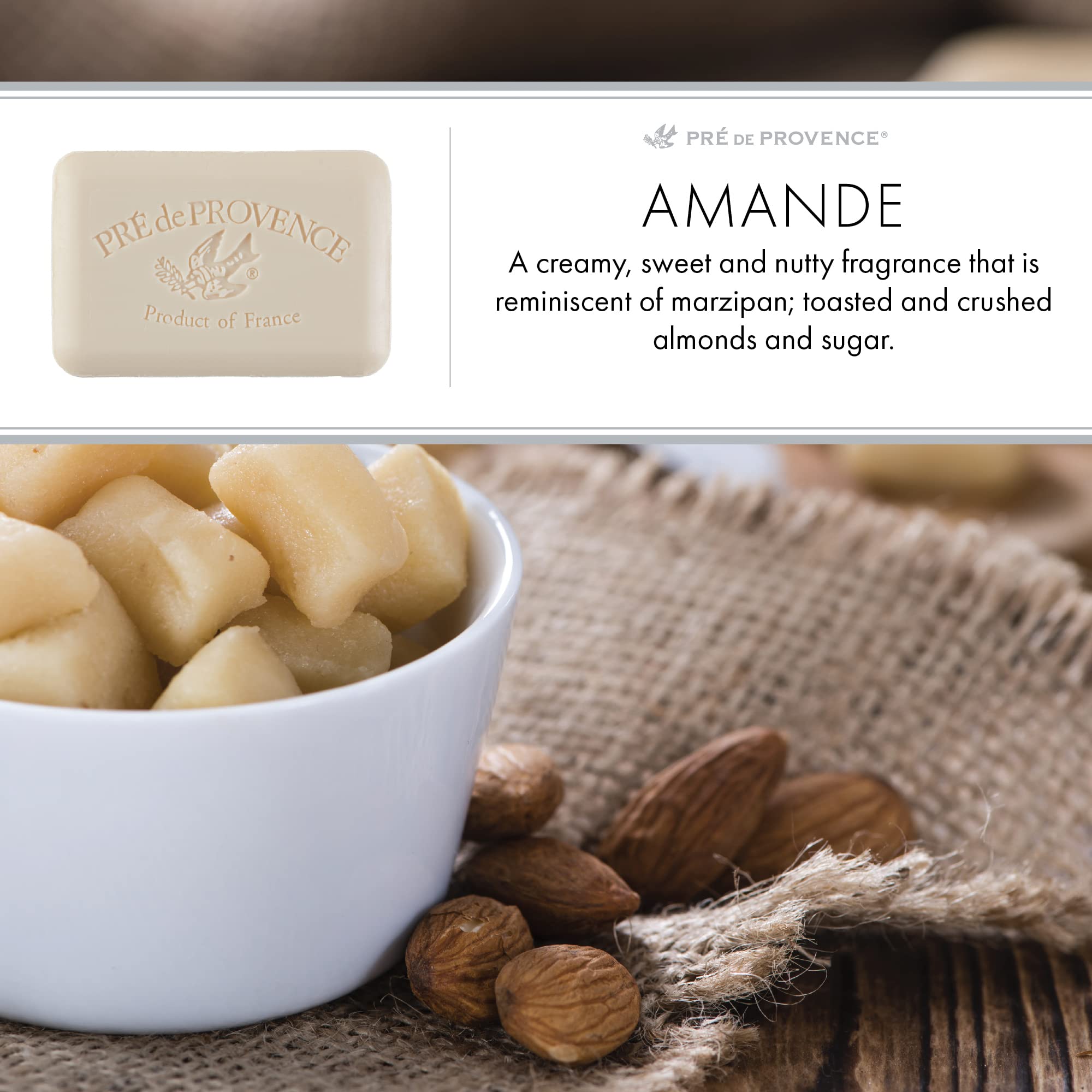 Pre de Provence Shea Butter Enriched Artisanal French Soap Bar (250 g) - Amande